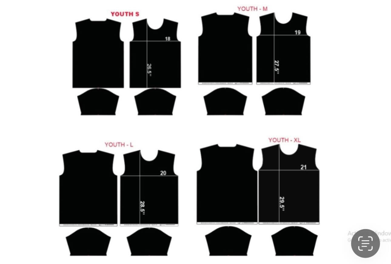 Youth Jersey Sizing (YS–YXL)